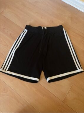 adidas Black Athletic Shorts with White Side Stripes